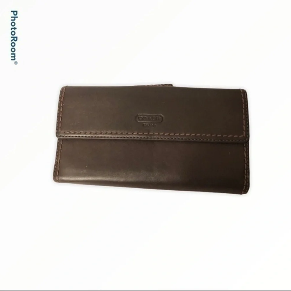 COACH vintage y2k brown leather and snake embossed turnlock wallet